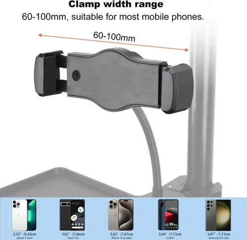 Vista 5 de Koolehaoda - Bandeja de soporte para micrófono con soporte para teléfono y abrazadera de cangrejo, 10.6 x 8 pulgadas Large Microphone Stand Tray