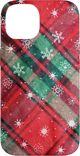 Vista 4 de Green Red Christmas Plaid Winter Snowflakes Case for iPhone 16