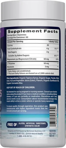 Vista 2 de Natural Vitality Gomitas para dormir SLEEP, suplemento de magnesio con melatonina y L-teanina, vegano, sin gluten, ayuda al cuerpo a conciliar