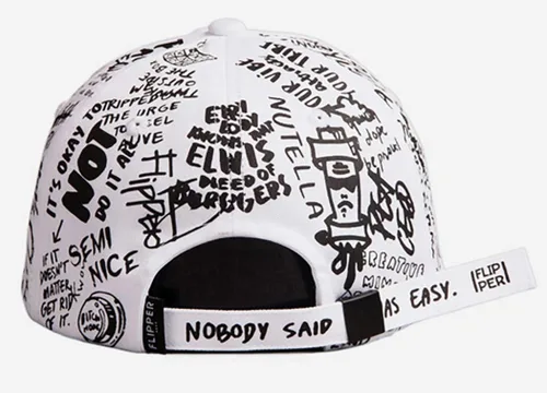 Vista 4 de Flipper Gorra de béisbol de algodón con diseño de graffiti Doodle para hombres y mujeres, sombrero Kpop con ala curva, ajustable