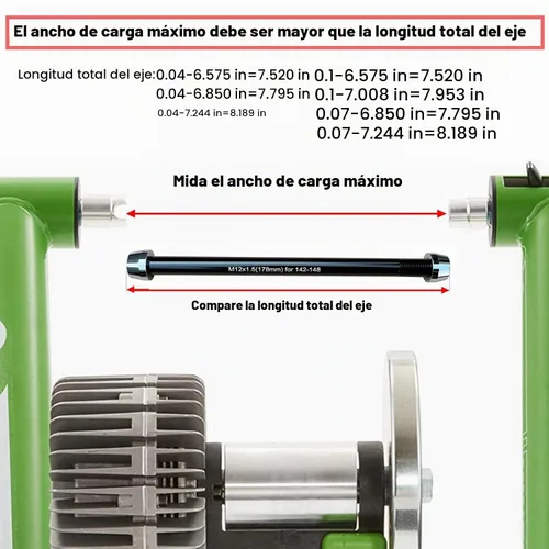 Vista 2 de Adaptador de eje pasante para entrenador de bicicleta, eje de 0.472 in, longitud múltiple de paso de rosca 1.0/1.5/1.75 M12 167-1.5