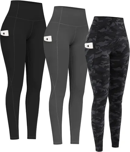 Vista 25 de PHISOCKAT Paquete de 2 pantalones de yoga de cintura alta con bolsillos, leggings de control de abdomen, leggings de yoga elásticos en 4 direcciones