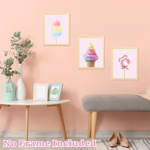Vista 5 de Póster de arte de pared de caramelo, impresiones artísticas de helado, decoración de lienzo para habitación de niña Unframed Artwork, 8x10 Inch