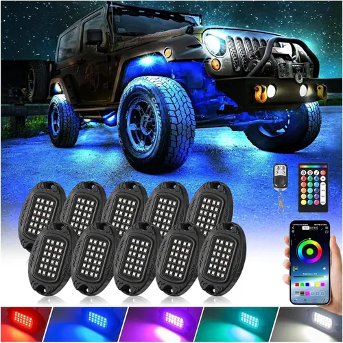 Vista 16 de 6 cápsulas de luces LED de aleación para UTV, ATV, carrito de golf, camioneta RZR todoterreno, kit de neón RGB multicolor impermeable actualizado