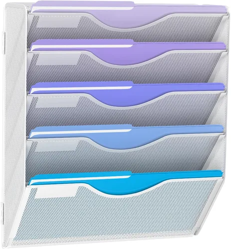 Vista 16 de Gawerk Organizador de archivos de pared colgante de 3 niveles, organizador de papel de correo de malla para colgar carpetas de archivos para oficina