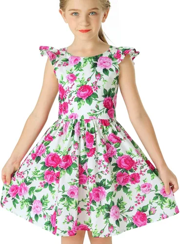 Vista 269 de Vestido de verano para niña, de algodón, con diseño floral