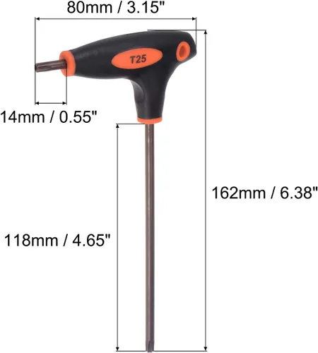 Vista 2 de uxcell Llave Torx a prueba de manipulaciones T25 con mango en T de doble extremo, acero S2 2 unids