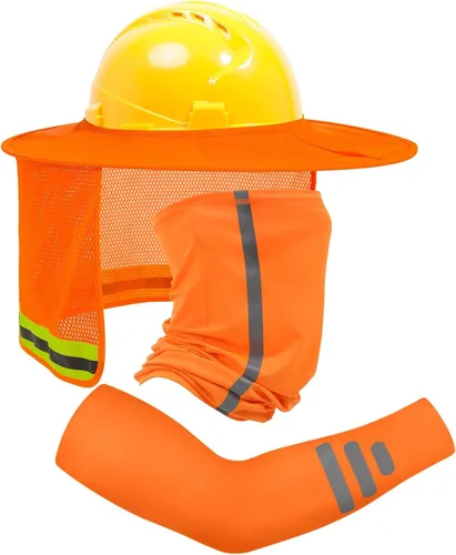 Vista 10 de TCCFCCT Protector Solar de Ala Completa con Malla para el Cuello, Visera Solar de Alta Visibilidad con Protección para el Cuello y Bandana Diadema