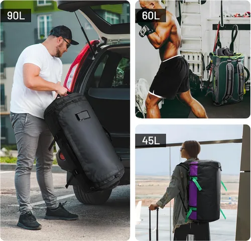 Vista 56 de MIER Mochila deportiva grande con compartimento para zapatos, resistente y resistente al agua, azul marino, 45L