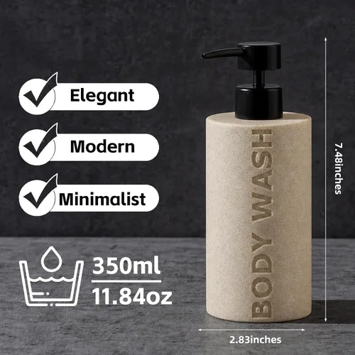 Vista 3 de Shampoo and Body Wash Soap Dispenser,11.84OZ, 2PCS,Sandstone Look,Beige