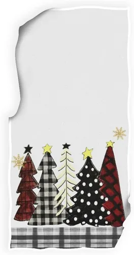 Vista 4 de Wamika Toalla de baño de mano con árbol de Navidad de invierno, color negro y blanco, búfalo a cuadros, toalla para grifo de cocina, baño, muñeco