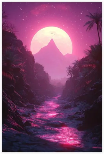 Vista 9 de ZMLIS Synthwave Dreamscape Wall Art – Retro Futuristic Poster – Neon Grid Aesthetic Room Decor Canvas Poster Wall Art Bedroom Decor Office Room