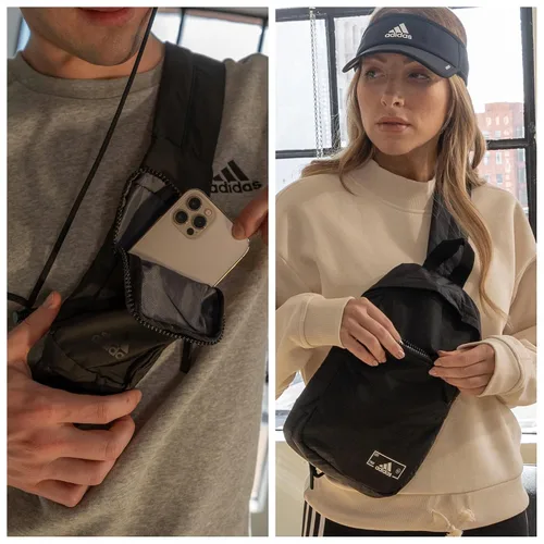 Vista 6 de adidas Essentials - Bolso cruzado pequeño para mujeres y hombres (5L), Stone Wash GrisBlue Dawn2.0, Tamaño único, Essentials Crossbody - Bolso
