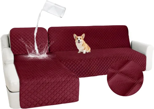 Vista 25 de HDCAXKJ Fundas impermeables para sofá modular, acolchadas de terciopelo, 2 piezas, en forma de L, lavables, gruesas, antideslizantes, con protector