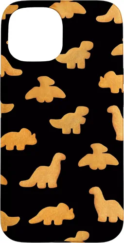 Vista 6 de iPhone 16 Dinos - Patrón de pepitas de pollo Divertida funda negra de dinosaurio realista