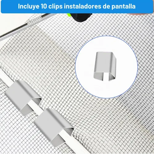 Vista 5 de Kit de reparación de pantalla de ventana, kit de herramientas de reparación de rodillos de malla con clips de instalación de pantalla, kit