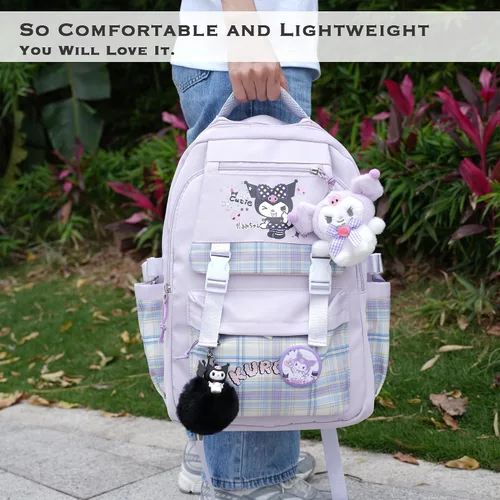 Vista 3 de juju - Mochila Kawaii negra y morada, Púrpura, Mediana, Kawaii