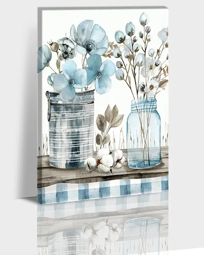 Vista 21 de Hzddty Lienzo de flores rojas de amapola para pared, pintura floral abstracta para paredes, imágenes de flores con estampado floral, decoración