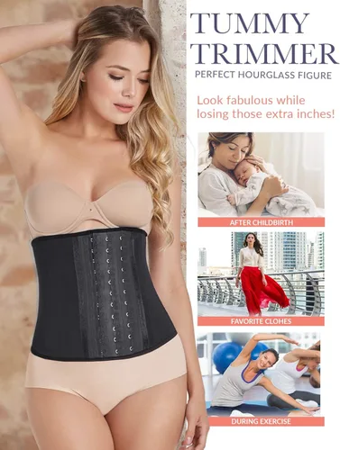 Vista 5 de CURVEEZ Pantalones cortos de entrenamiento de cintura para mujer, moldeadores de abdomen, moldeadores de glúteos, muslos más delgados