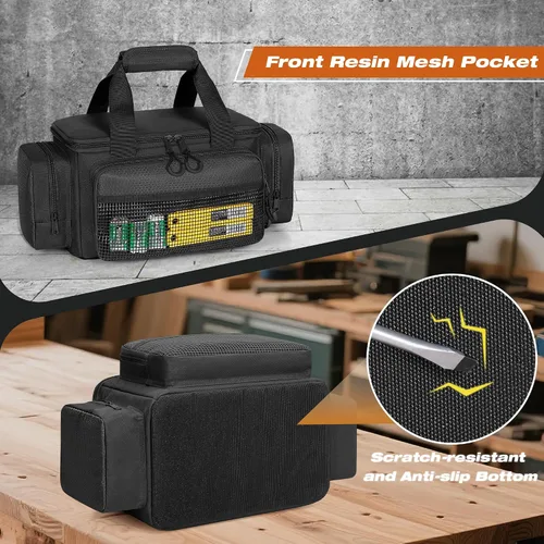 Vista 4 de Pequeña bolsa de herramientas con parte inferior antifricción, bolsa táctica de 12 pulgadas para hombres, organizador de almacenamiento
