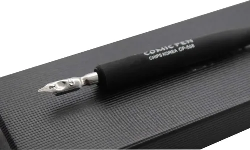 Vista 5 de Juego de bolígrafo de plástico profesional de manga gótica con 5 puntas, juego de bolígrafos de dibujo de caligrafía de manga, 5 piezas, color negro