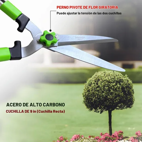 Vista 4 de Tijeras extensibles para setos, recortadora de jardín profesional con hoja recta, mango ajustable para bordes, arbustos y podas, cortadores