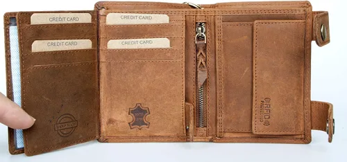 Vista 6 de Born to Ride Biker's RFID Cartera de cuero genuino con cadena de metal con moto, Marrón, Billetera triple