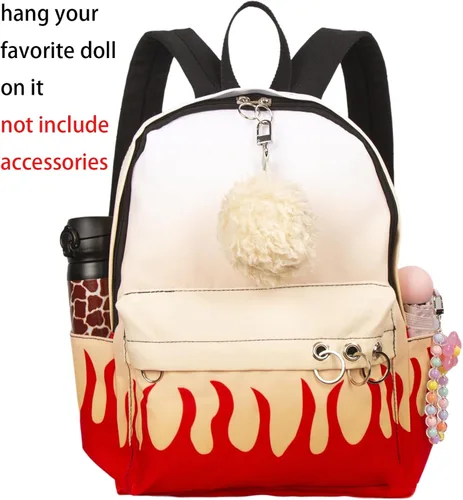 Vista 3 de Mochila de anime japonés para escuela, universidad, al aire libre, mochila grande para niñas, niños y estudiantes, mochilas de viaje, Rojo