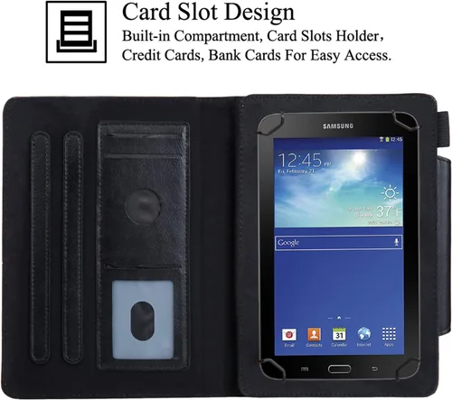 Vista 3 de Funda universal para tablet de 7.0 pulgadas, soporte Artyond Folio con ranuras para tarjetas para Samsung Galaxy Tab 7.0, Kindle Paperwhite 6.8
