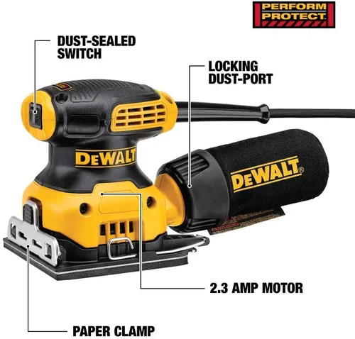 Vista 2 de Dewalt DWE6411KR Kit de lijadora de acabado con cable de 2.3 amperios y 1/4 hojas (renovado)
