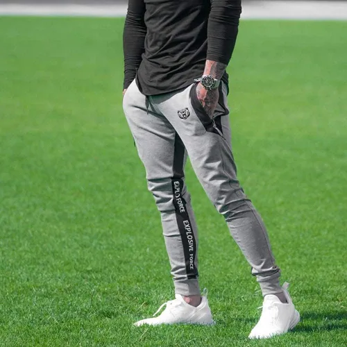 Vista 4 de BOOMLEMON Pantalones deportivos de gimnasio para hombre estilo casual ajustados cónicos para entrenamiento con bolsillo con cremallera