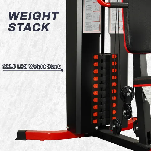 Vista 11 de Fitvids Home Gym Equipment, Multifunctional Full Body Workout Weight Machine Station with Weight Stack, All in One Exercise Equipment with Pulley
