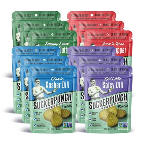 Vista 10 de SuckerPunch Encurtidos en una bolsa, sin gluten, kosher, sin azúcar, bajo en calorías, keto, vegano, sin OMG, listo para comer, para llevar, bolsas