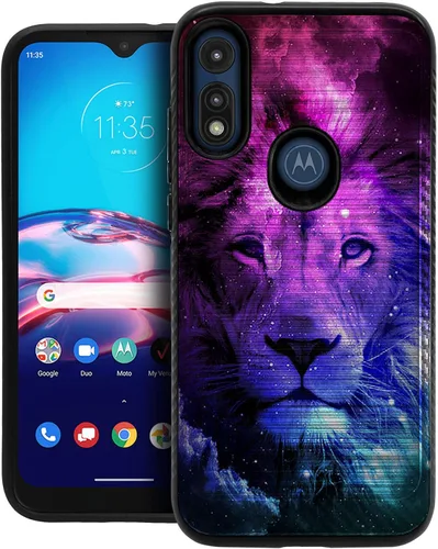 Vista 13 de CasesOnDeck Funda delgada compatible con Motorola Moto E (2020) / Moto E [Armadura cepillada] Negro de doble capa delgada cubierta de agarre