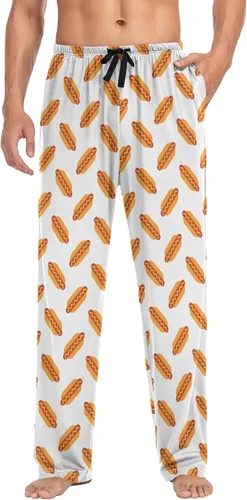 Vista 3 de Pantalones de pijama para hombre, pantalones de pijama de dinosaurio de dibujos animados con bolsillos, pantalones de descanso para dormir