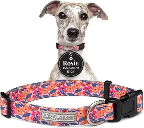 Vista 14 de Lucky Love Dog - Collar para perras pequeñas, diseño Blackbird de estampado alegre con flores de primavera y verano, talla XS Collar Blackbird