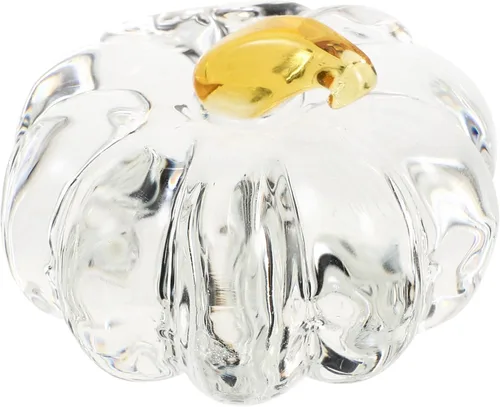 Vista 8 de VOSAREA Figura de calabaza de vidrio soplado a mano, estatua de calabaza de cristal, escultura de calabaza de cosecha transparente, acento de mesa