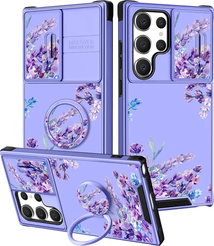 Vista 88 de Funda 2 en 1 para Samsung Galaxy S23 Ultra Flamingo para mujeres y niñas, diseño femenino de flamencos con cubierta deslizante para cámara y soporte