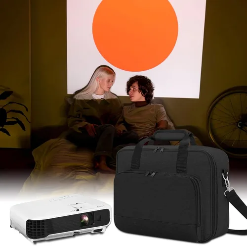 Vista 7 de Funda de transporte para proyector, bolsa para proyector con bolsillos de almacenamiento para accesorios y correas de hombro ajustables, bolsa