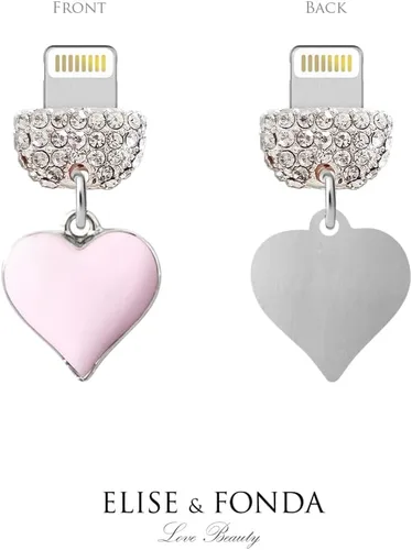Vista 3 de ELISE & FONDA CP604 Puerto de carga USB Cristal Anti Polvo Plug Little Love Heart Phone Charm para iPhone 13/12/11/XS MAX/XR/X/8 Plus/7/6S/8/SE iPad