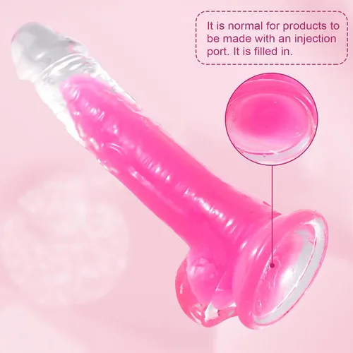 Vista 6 de Consolador rosa realista, consolador de 7.6 pulgadas que brilla en la oscuridad con ventosa fuerte, juguetes sexuales suaves para hombres, mujeres