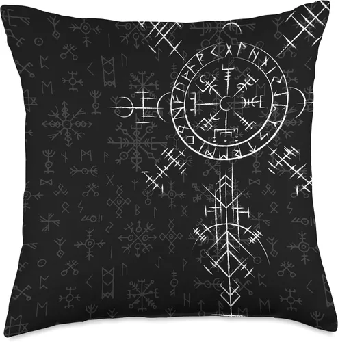 Vista 5 de Celtic Lucky Charm Viking Compass Vegvísir - Almohada de peluche celta Vegvisir