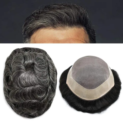 Vista 30 de LOVIN - Sistema de cabello humano para hombres, postizo fino de encaje mono para hombre, prótesis masculina de piel de polietileno alrededor