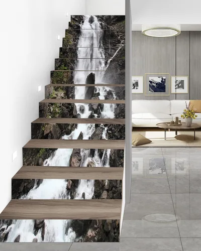 Vista 8 de FLFK Calcomanías para escaleras, calcomanías para escaleras, calcomanías para despegar y pegar, caminos de flores y césped, calcomanías