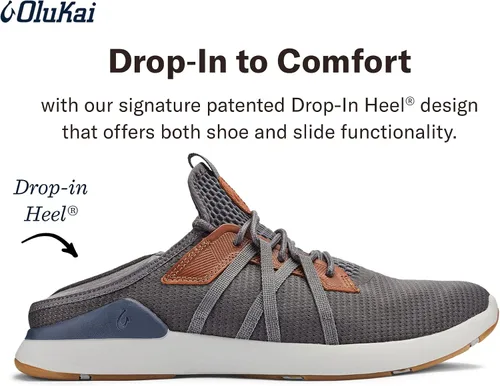 Vista 4 de OLUKAI Mio Li - Zapatos deportivos para hombre, malla ligera y transpirable, ajuste cómodo y suela de goma de agarre húmedo, parte de cordones