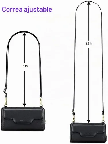 Vista 6 de nuoku Bolso pequeño para mujer, cartera con bloqueo RFID, bolso cruzado con bolsillo para teléfono celular 01 - negro