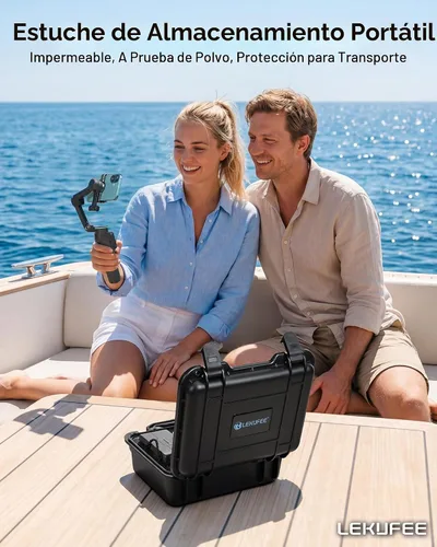 Vista 6 de Lekufee Funda rígida impermeable portátil para DJI Osmo Mobile 8P, estabilizador de cardán, DJI Mic Mini 2, Mic 3/2 y más accesorios (solo funda)