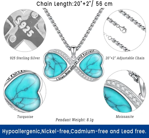 Vista 127 de Joyas de turquesa para mujeres y hombres de plata de ley 925 con colgante de urna para cenizas, collar con medallón de imagen, martillo de Thor