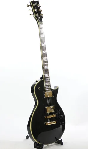 Vista 2 de Guitarra Eléctrica LTD ESP de cuerpo sólido, con acaba en verde See Thru Green (LEC256STG EC256), Negro