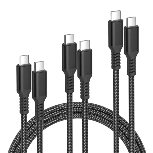 Vista 10 de Cable de carga USB tipo C, paquete de 3, (1.5/3.3/6.6 pies), de nailon, para Samsung Galaxy Fold Note 9, 8, S10, S9, S8, S10E, 10, 10E, Plus, S20
